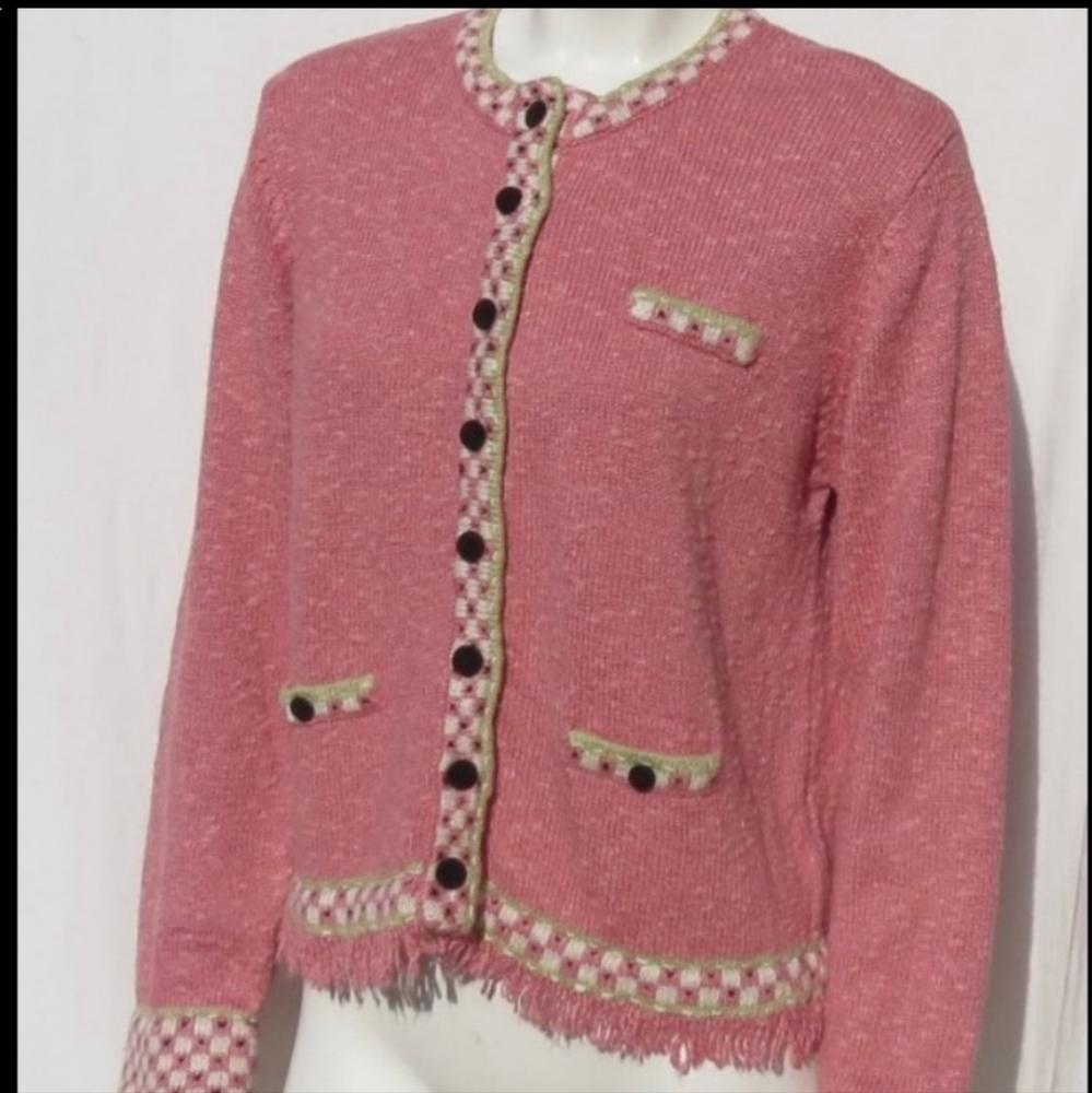 Icelandic Design Nordic Cardigan | Linen Blend | Women's Small | Color Pink - Picture 2 of 12